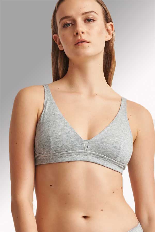 Skin Organic Bra Heather Grey / S Organic Cotton Bralette - Gracelynne