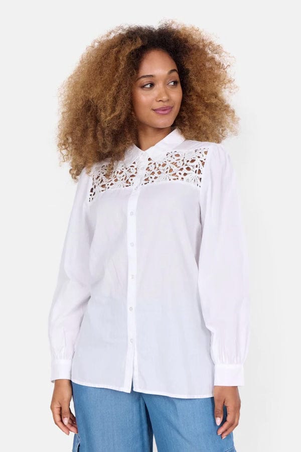 SoyaConcept Women's Long Sleeve Top Organic Cotton Lace Blouse - Caliste