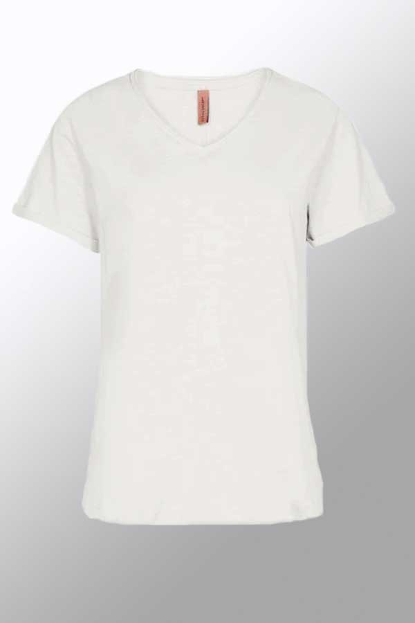 SoyaConcept Women&#39;s Short Sleeve Top Cream / S 100% Organic Cotton  V-neck Top
