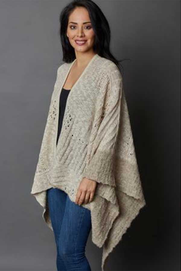 Wuaman Women's Sweater Alpaca Lace Poncho