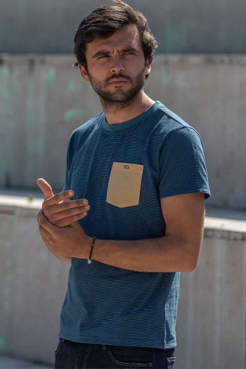 Billybelt Men's Short Sleeve Top marine/blue stripe / S Men's Organic Cotton T-shirt Striped