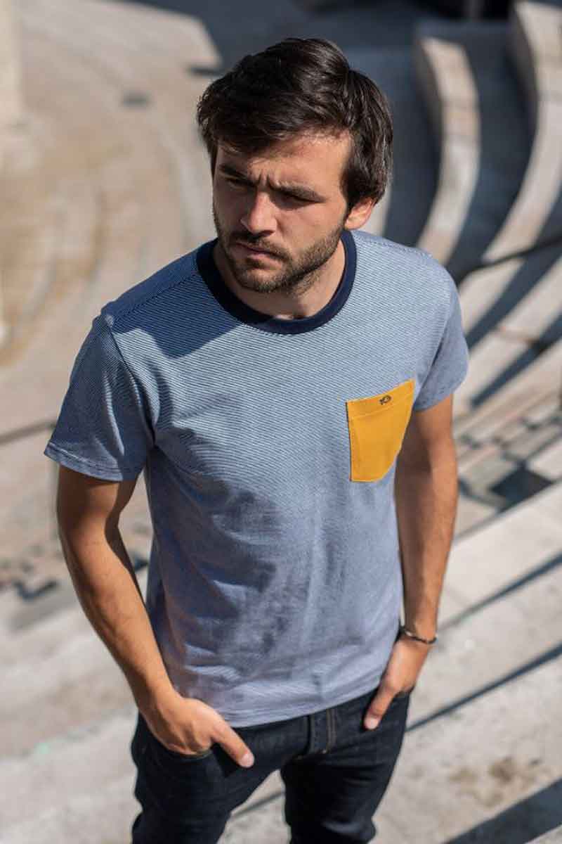 Billybelt Men's Short Sleeve Top Men's Organic Cotton T-shirt Striped