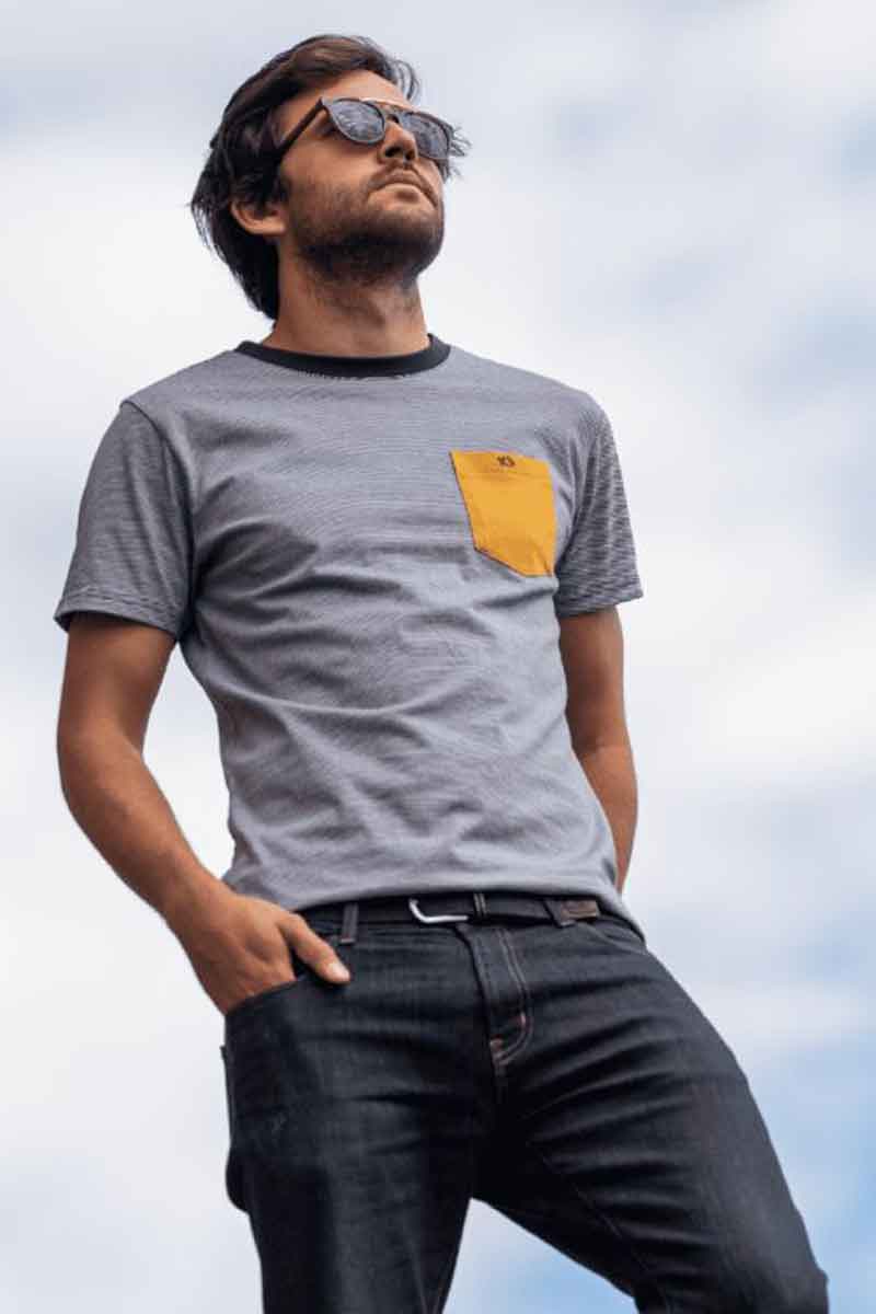 Billybelt Men's Short Sleeve Top Men's Organic Cotton T-shirt Striped