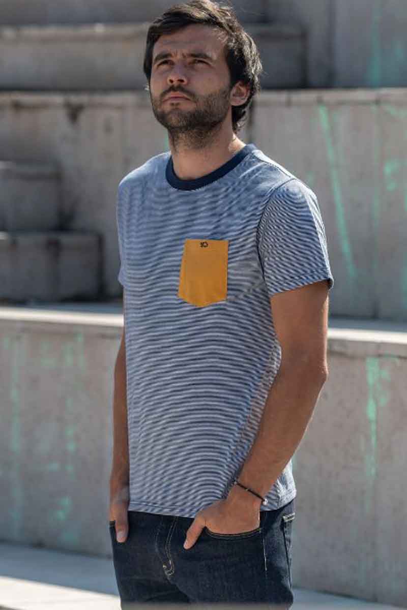 Billybelt Men's Short Sleeve Top Men's Organic Cotton T-shirt Striped