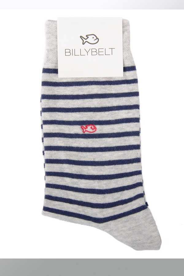 Billybelt Men's Socks Grey Navy Men's Cotton Socks Stripes rl4