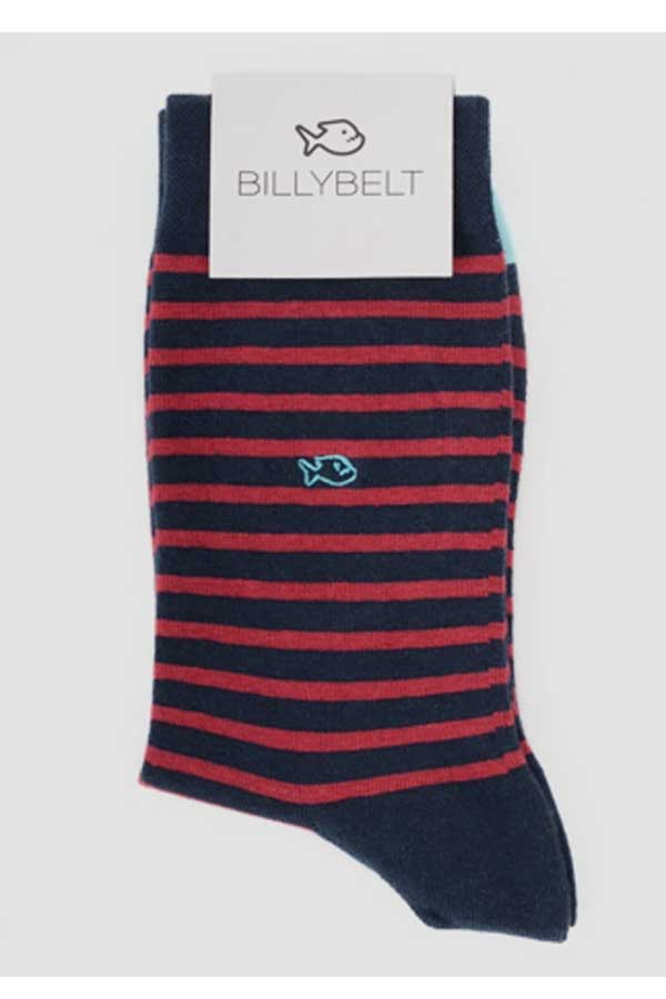 Billybelt Men's Socks Navy Red Men's Cotton Socks Stripes rl4