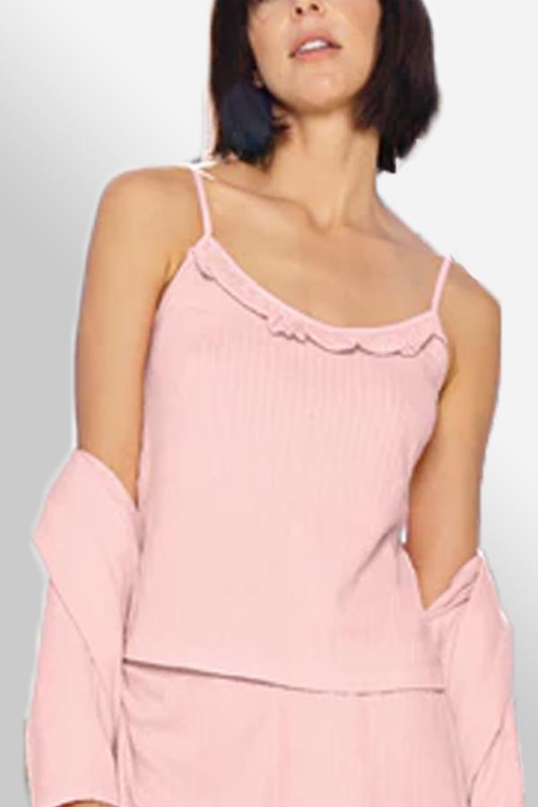 Blue Canoe Organic Bra Talcum Rose / M 100% Organic Cotton Cami with Ruffle