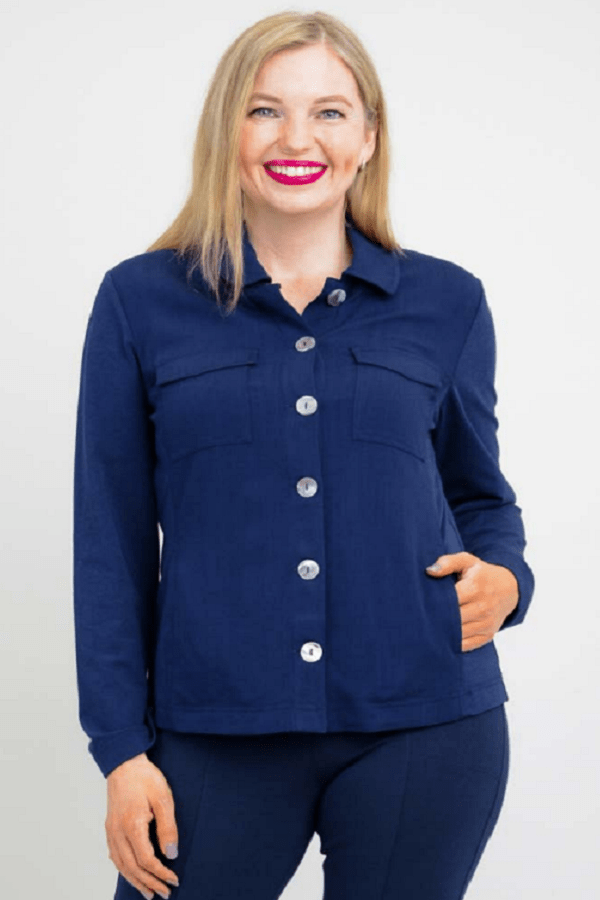 Blue Sky Women's Long Sleeve Top Linen & Bamboo Shirt Jacket - Lauren