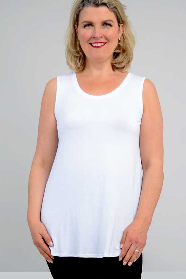 Blue Sky Women's Sleeveless Top White / S Scoop neck Sleeveless Tank Top - Jazz