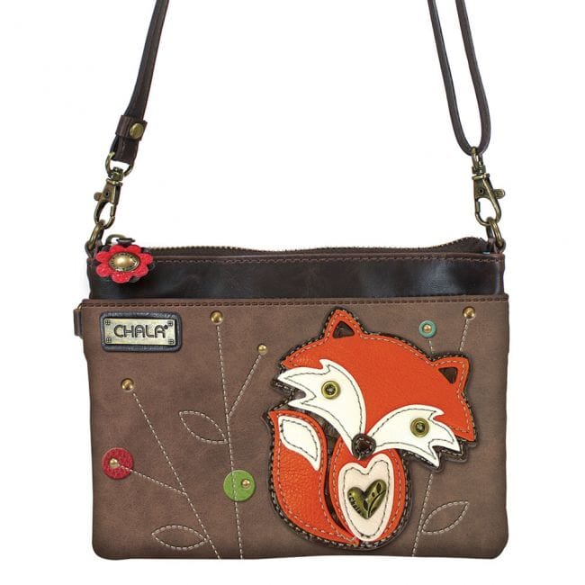 Chala purse Fox brown / mini Vegan Leather purse - Cross Body Horizontal Animals