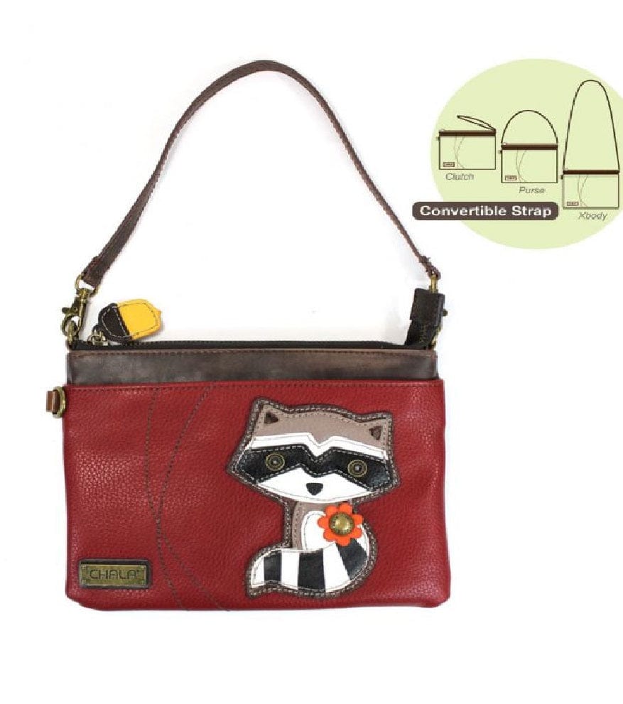 Chala purse Racoon brown / mini Vegan Leather purse - Cross Body Horizontal Animals