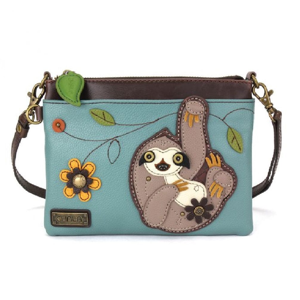 Chala purse Sloth Grey / mini Vegan Leather purse - Cross Body Horizontal Animals