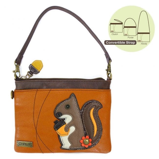 Chala purse Squirrel orange / mini Vegan Leather purse - Cross Body Horizontal Animals