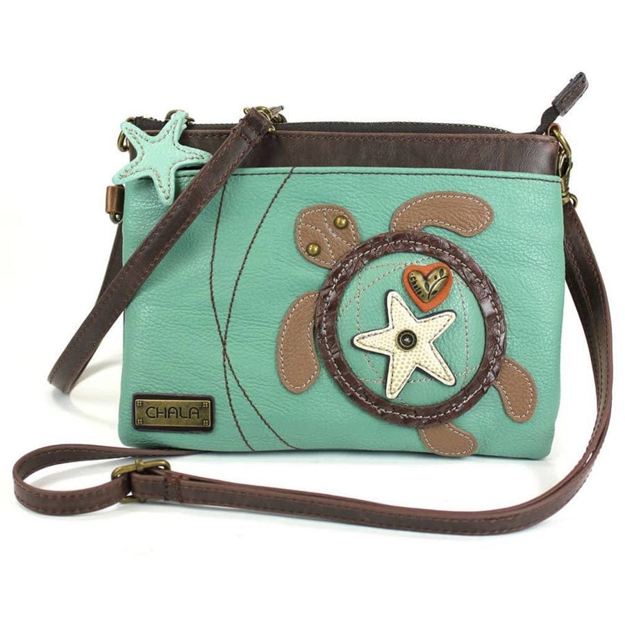 Chala purse Turtle / mini Vegan Leather purse - Cross Body Horizontal Animals