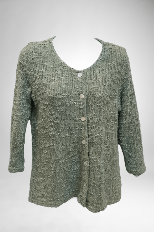 Cutloose Women&#39;s Long Sleeve Top Meadow Green / XS Cotton Blend Textured Cardi