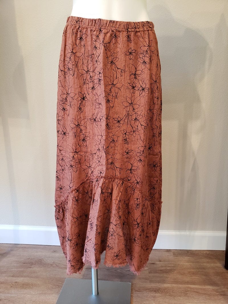 Cutloose Women&#39;s Skirt Tandoori Print / XS Flounce Linen Skirt