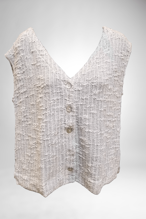 Cutloose Women&#39;s Sleeveless Top White / S Cotton Blend Textured Vest - reversible