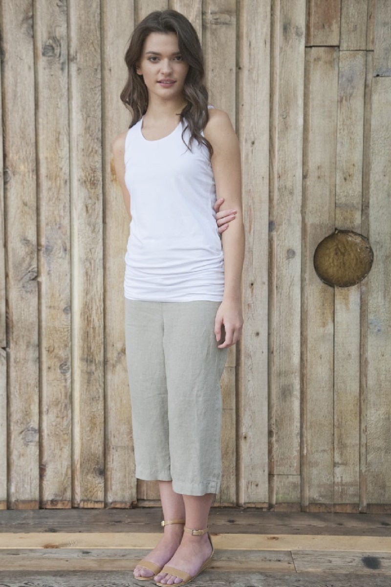 Echo Verde Women&#39;s Pants Natural Grey / L Linen Capri Pants - Cara