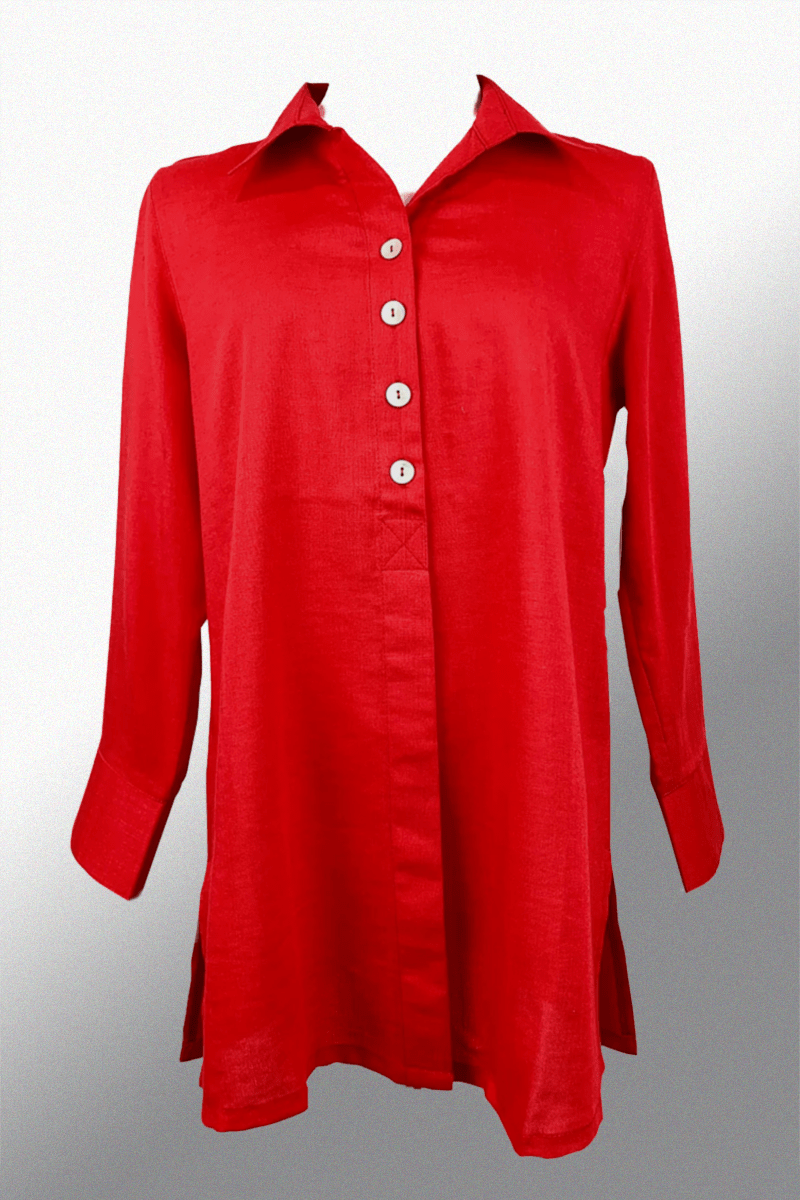 Fridaze Women&#39;s Long Sleeve Top Bright Red / L Eleanor Blouse