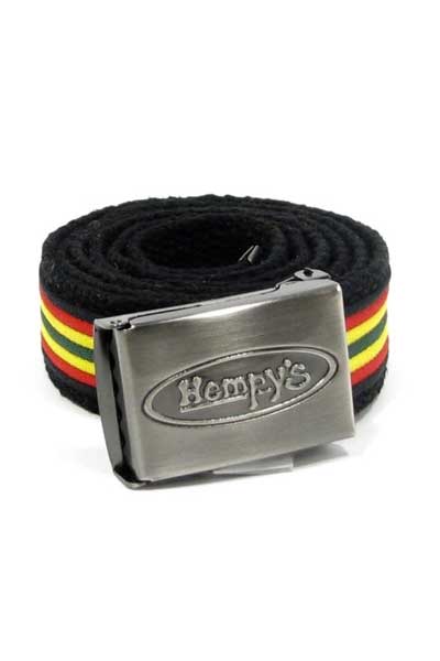 Hempy&#39;s Men&#39;s Accessory Black Rasta stripe Banzai Hemp Belts