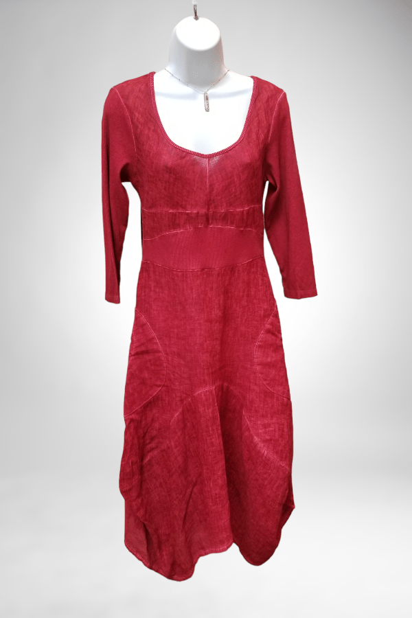 Inizio Women&#39;s Dress Cherry SW / S Italian Linen Dress by Inizio - Magic 3/4 sleeve