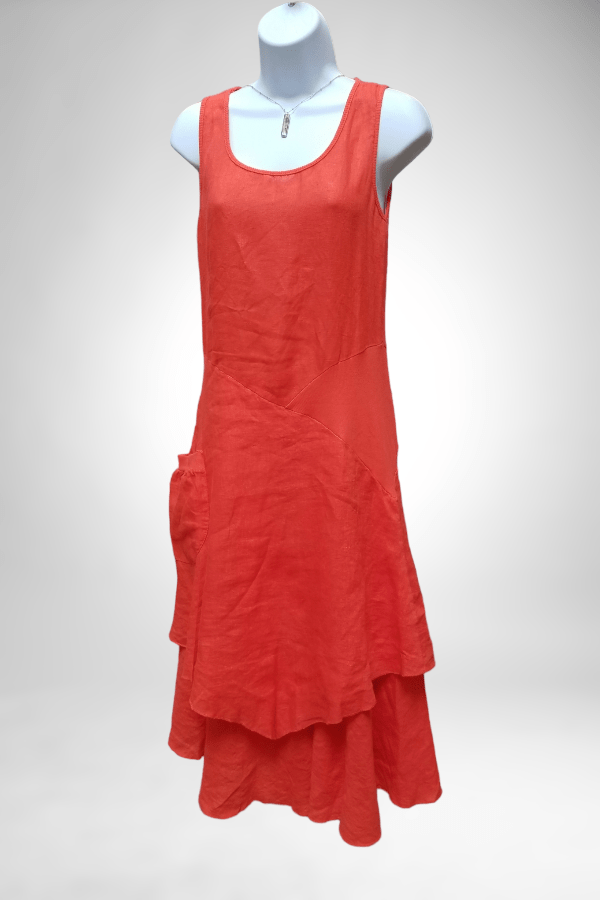 Inizio Women's Dress Coral / M (fits like S/M) Italian Linen Dress by Inizio - Flutter