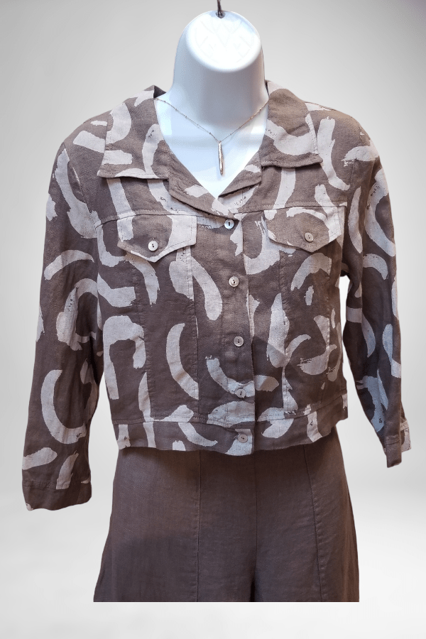 Inizio Women's Jacket Mocha Print / S Light Linen Jacket from Inizio