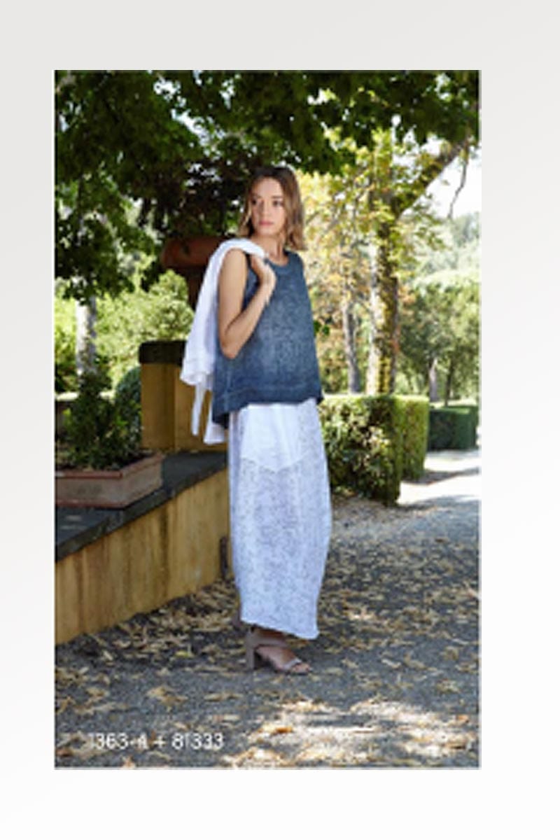 Inizio Women&#39;s Skirt Italian Linen Skirt by Inizio - Dots
