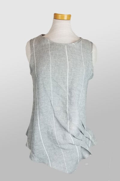 Italian Linen Sleeveless Top from inizio - striped - Natural Clothing Company