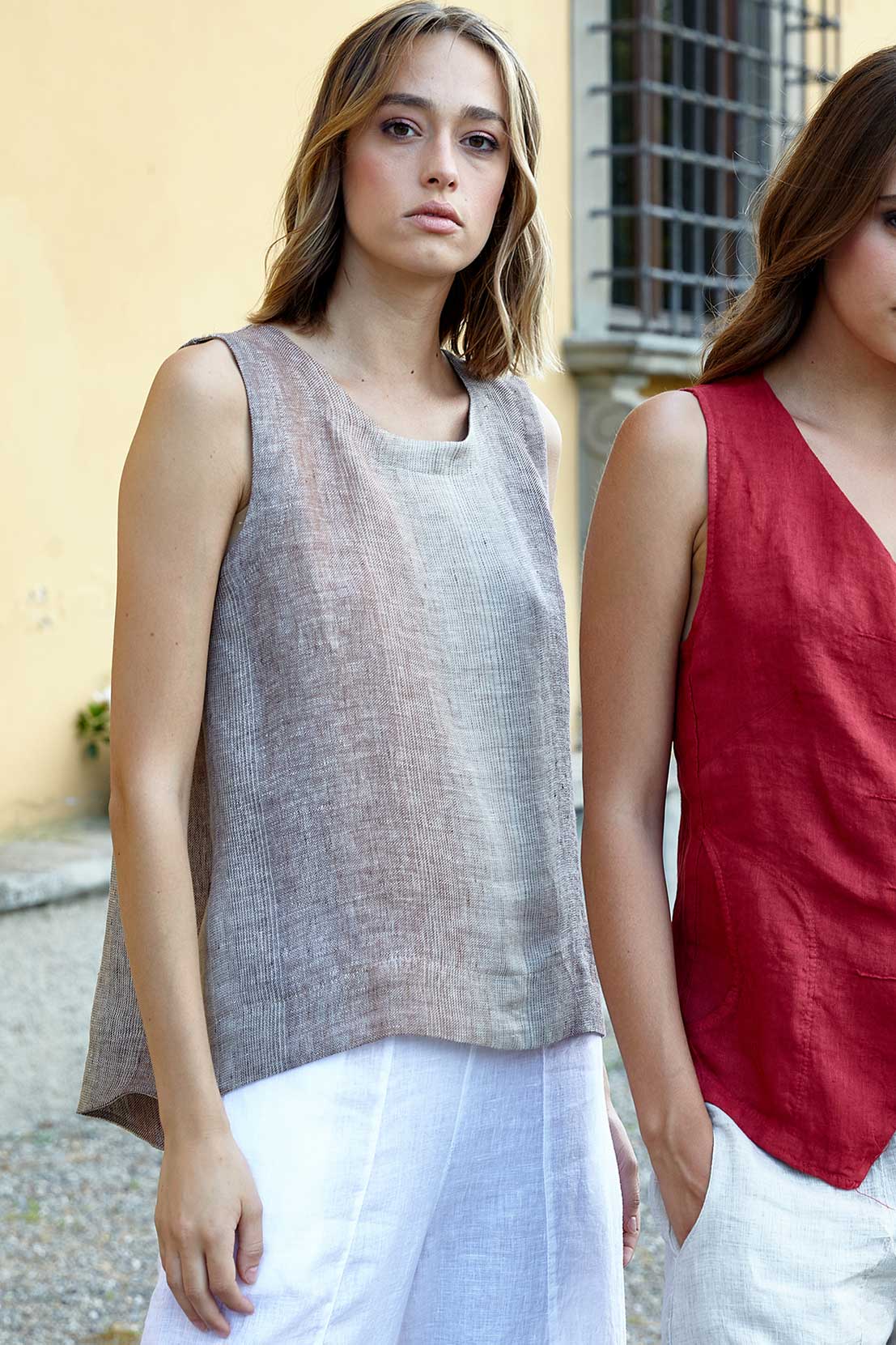 Inizio Women's Sleeveless Top Linen Sleeveless Top from Inizio Hi-Low