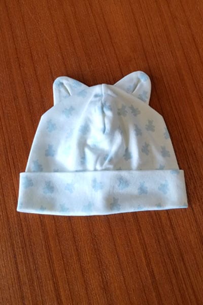 Baby Organic Cotton Hat with Ears - Mini Bear Print - Natural Clothing Company