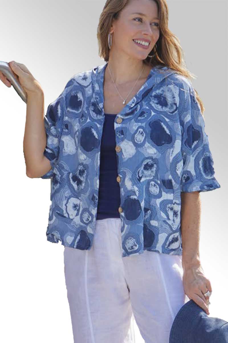 Lands Downunder jacket Italian Linen Jacket - white pattern