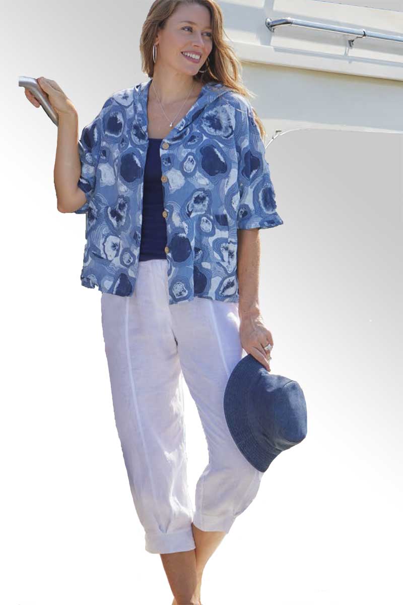 Lands Downunder jacket Italian Linen Jacket - white pattern