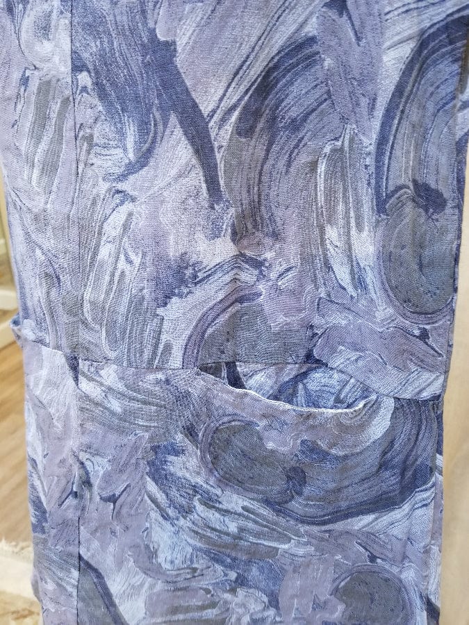 Lands Downunder Women's Dress Denim pattern / S Italian Linen Dress Short Sleeve