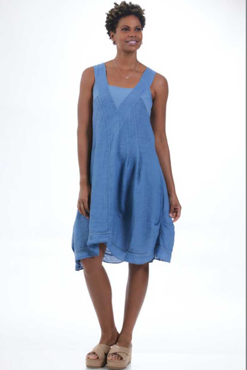 Lands Downunder Women's Dress Italian Linen Dress Sleeveless - Reef