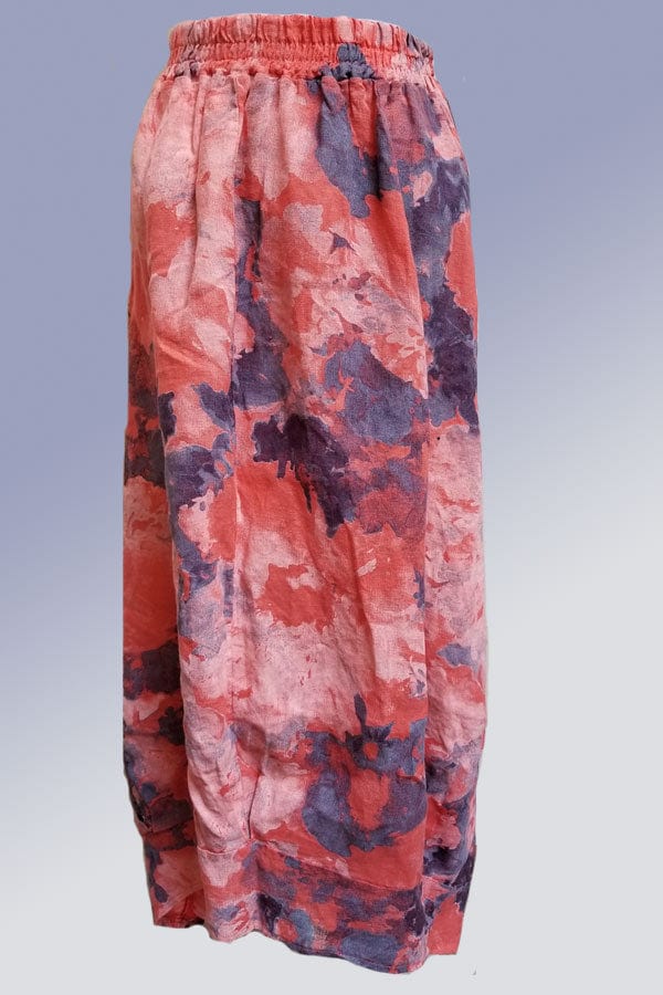 Lands Downunder Women's Skirt Hibiscus / S Italian Linen Skirt - Watercolor