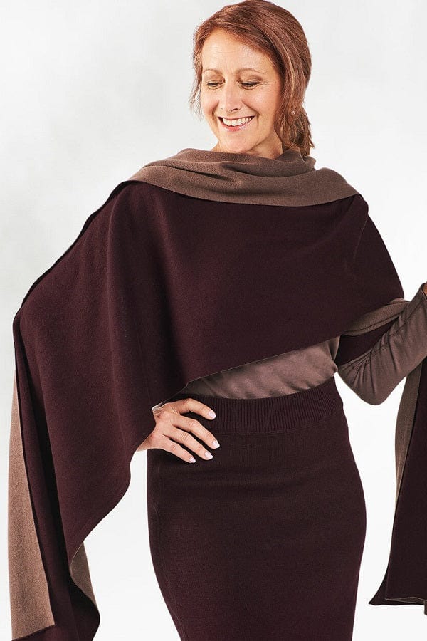 Maggie's Scarf Raisin/Coffee / one size Organic Reversible Pashmina