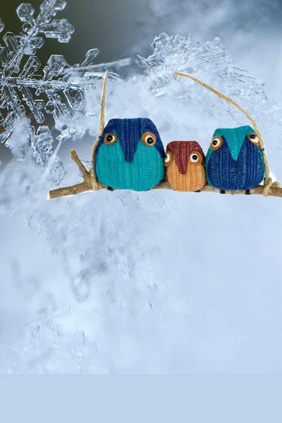 Marquet Gift group of 3 Family of Owl Ornaments