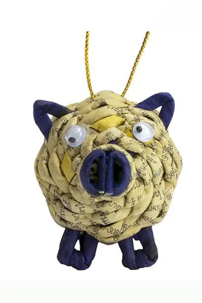 Marquet Gift Yellow Recycled Paper Ornament - Pig