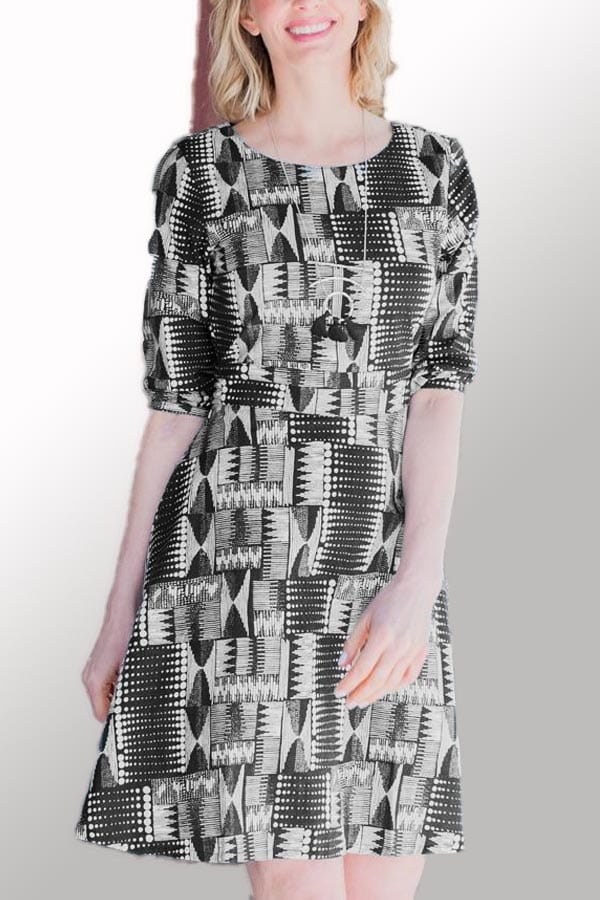 Woven Cotton Dress - half sleeve - Natural Clothing Company