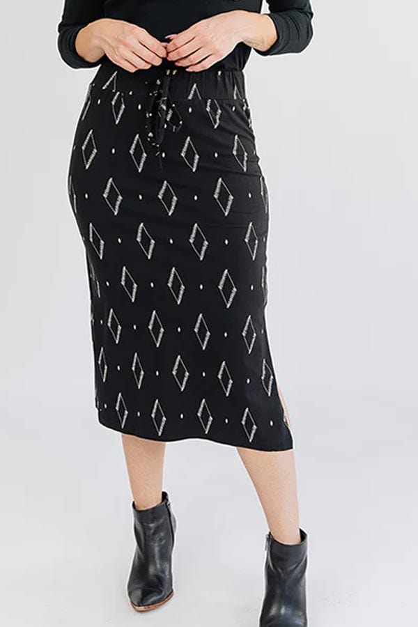 Mata Traders Women's Skirt black diamond vine / S Organic Cotton Skirt - Isla