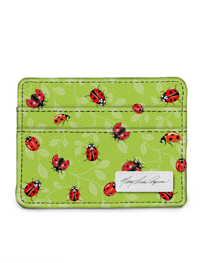 Monarque bag Armored Slim Wallet Set of Crossbody Vegan Purse, Wallets with RFID protection - Ladybugs