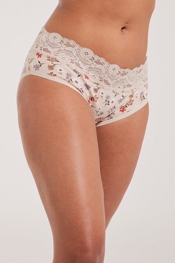 Pact Women's Underwear Alpine Floral / S Organic Cotton Lace Brief Panties