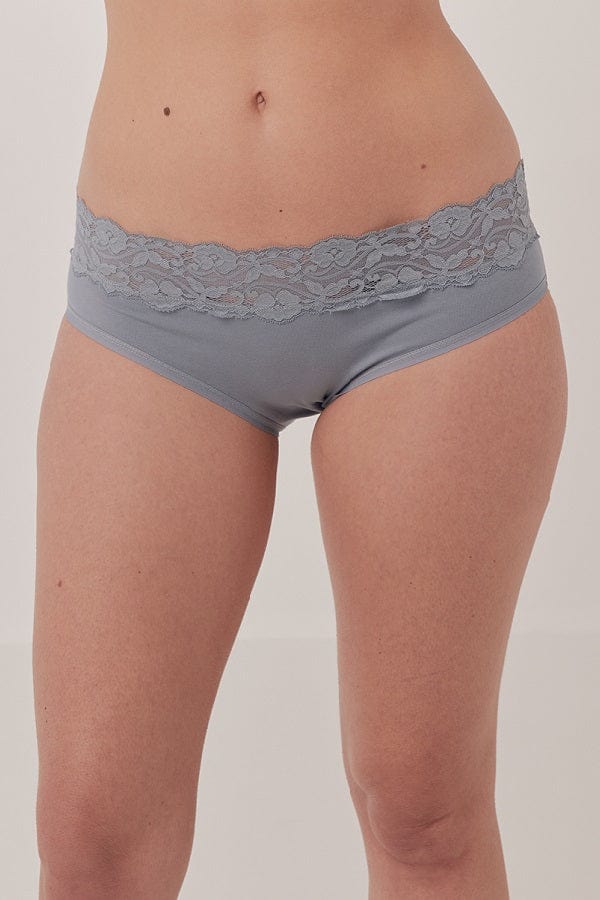 Pact Women&#39;s Underwear Smoke / S Organic Cotton Lace Brief Panties