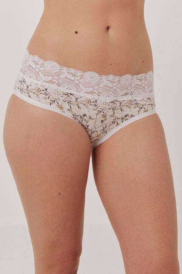 Pact Women&#39;s Underwear Vintage Blooms / M Organic Cotton Lace Brief Panties
