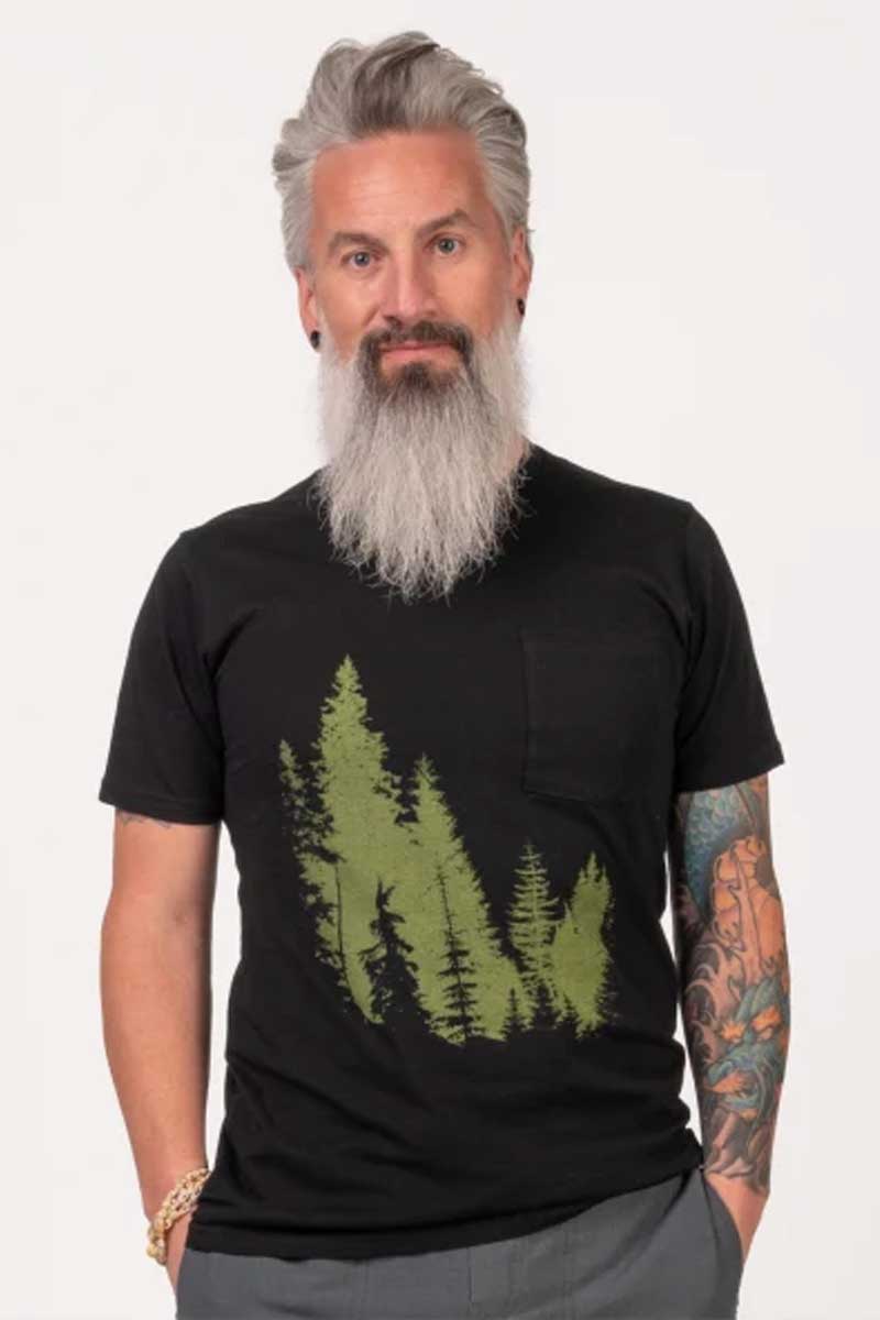 Soul Flower Men's Short Sleeve Top Men's Organic Cotton T-shirt - Pine Forest