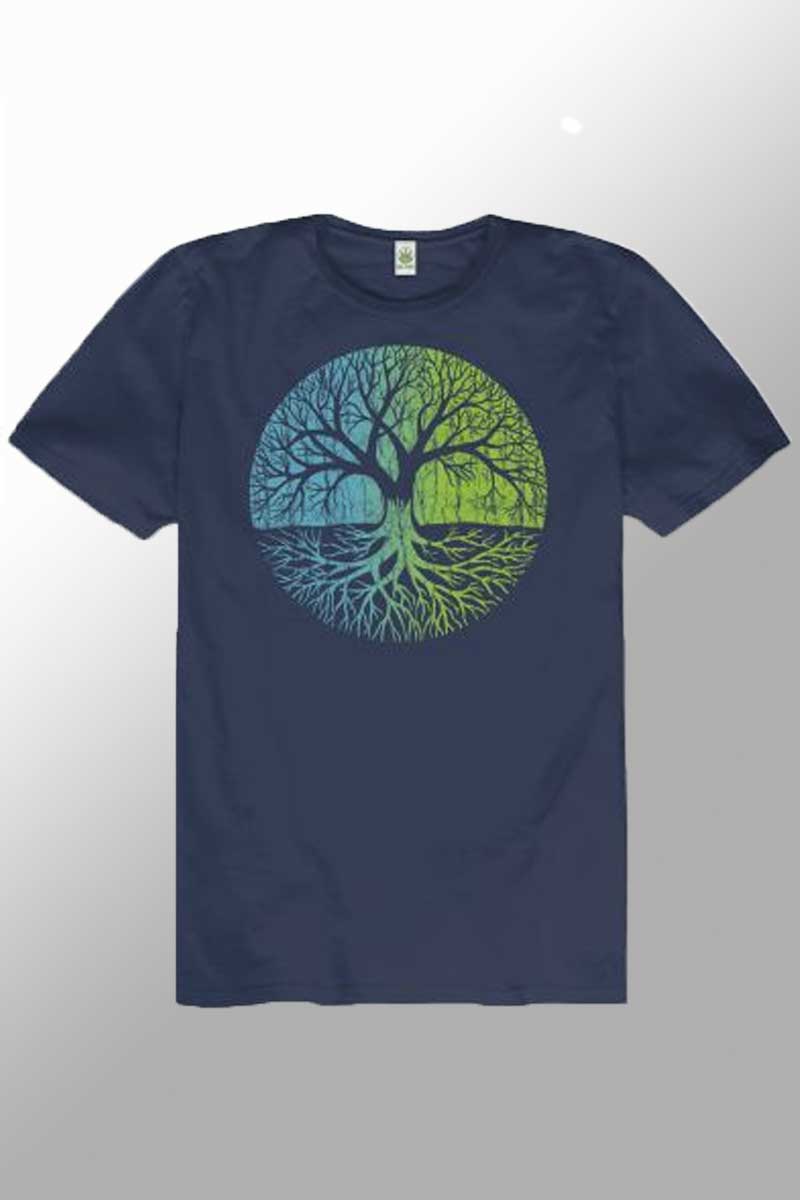 Soul Flower Men's Short Sleeve Top Navy / S Men's Organic Cotton Tee - Tree Of Life