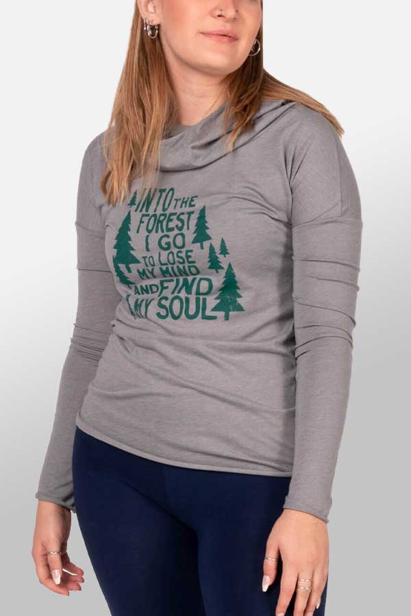 Soul Flower Women&#39;s Long Sleeve Top Eco Friendly Yoga Hoodie - Into The Forest