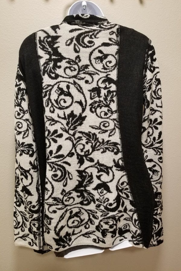 Tey Art Women&#39;s Cardigan Black-White / S Alpaca Intarsia Jacket - Zelda