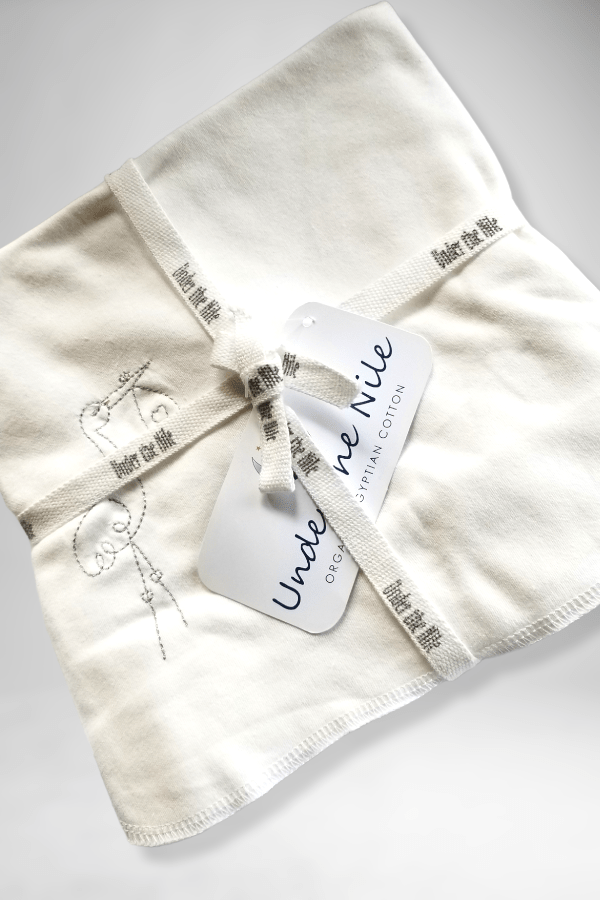 Under The Nile kid's gifts, blankets medium (embroidered) Organic Cotton Swaddle Blanket